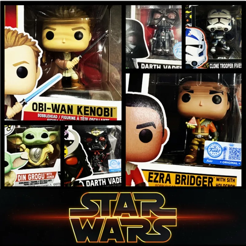 Фото Оригинальные фигурки Funko Pop из «Звёздных войн»: Скайвокер/Мастер-джедай/Дарт Вейдер/Оби-Ван/Мандалорец. Подарок на день рождения, рождественский подарок. №3