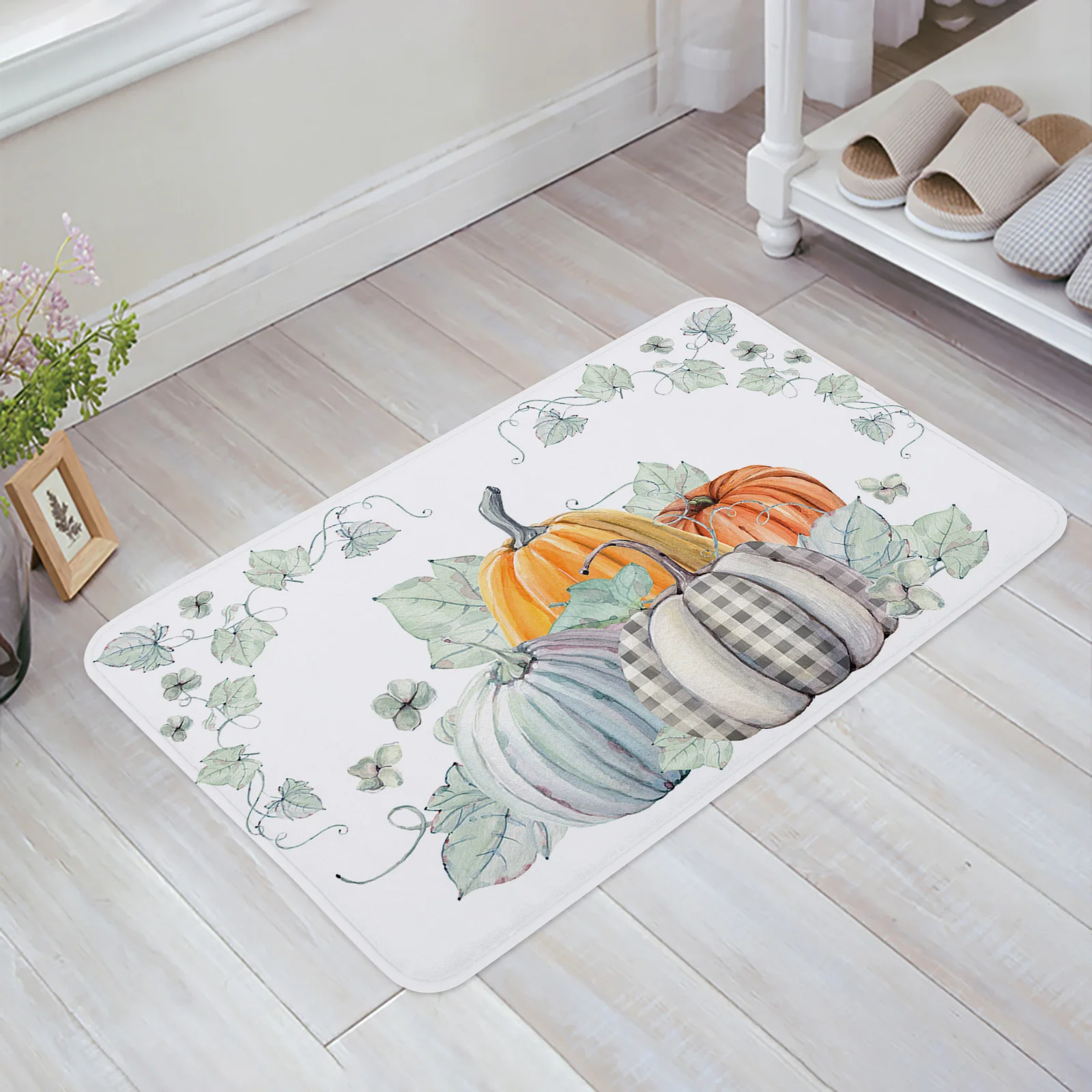 

Противоскользящий дверной коврик в виде тыквы и кленового листа для ванной комнаты