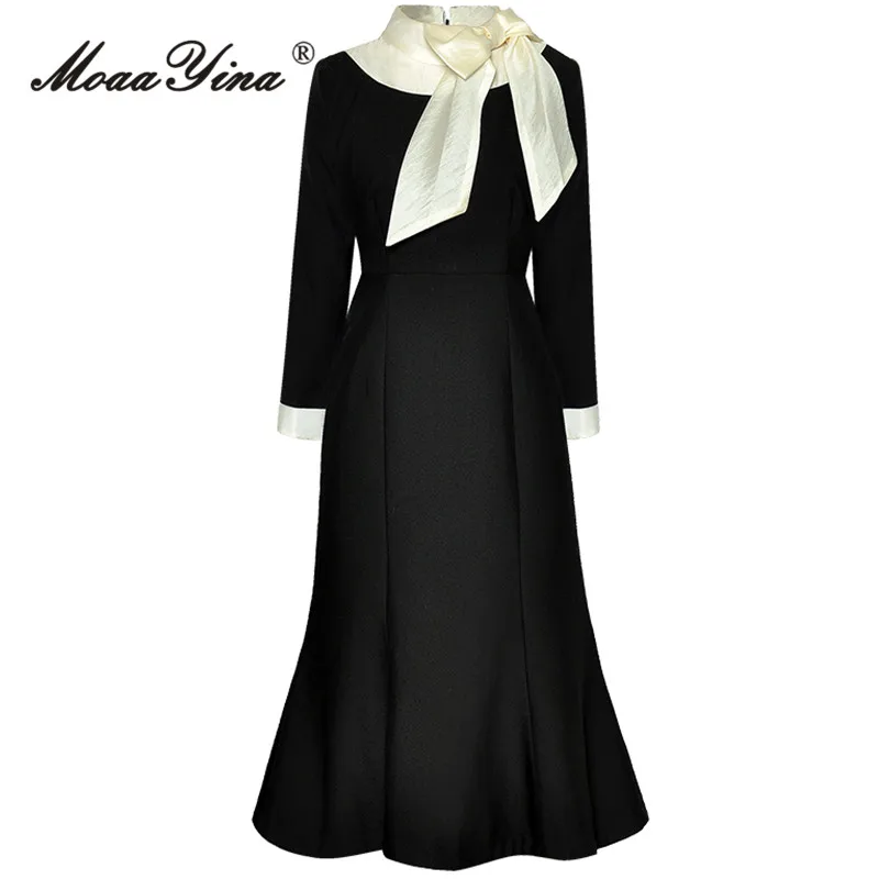 Женское винтажное платье-Русалка MoaaYina осеннее платье с высокой талией и