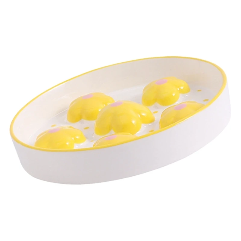 Миска для медленной подачи домашних животных кошек нарисованный вручную цветок