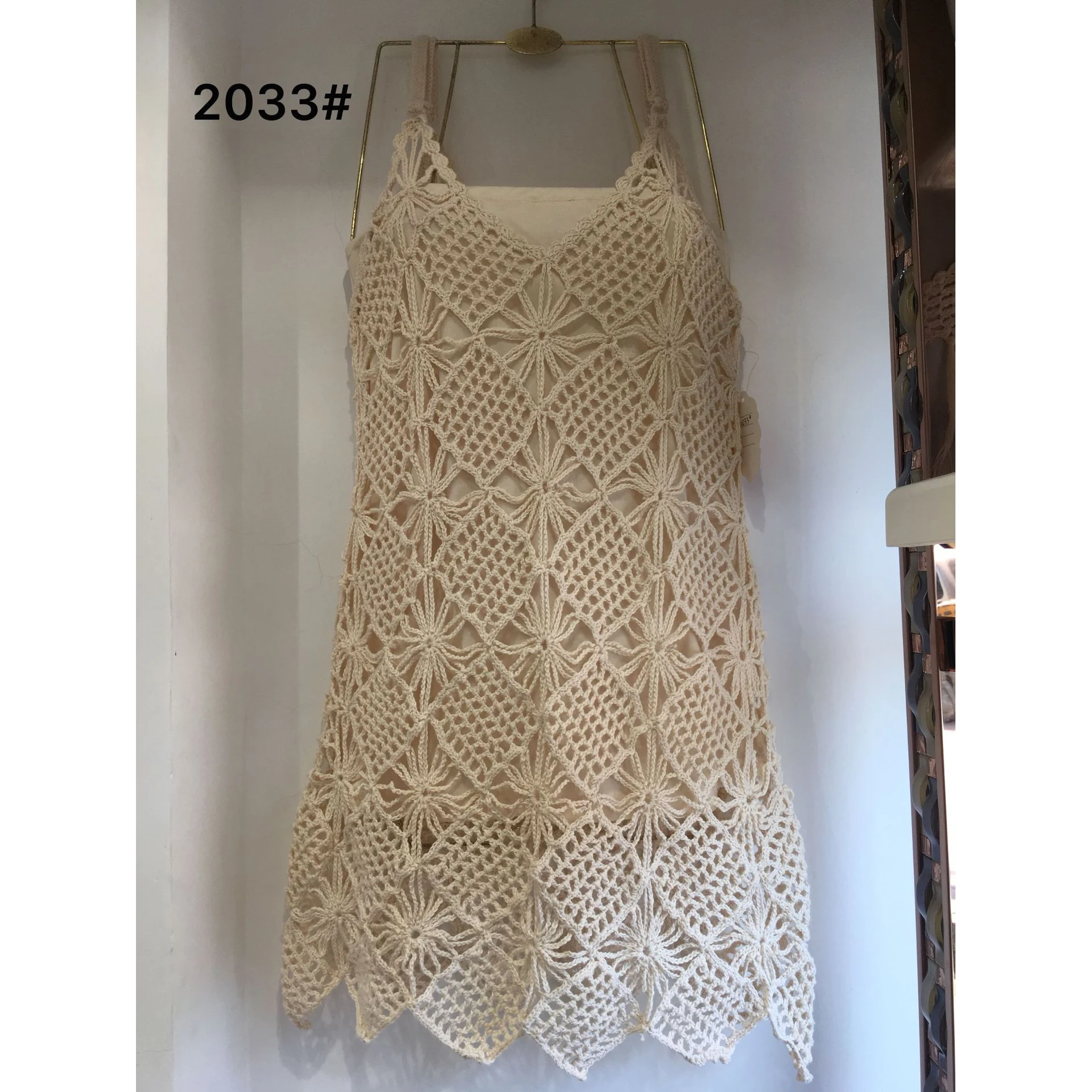 

2022 Beach Dresses Woman Boho Tunic Sexy Lace Cover Up Hollow Out V Neck Swimsuit Summer Beauty Loose Casual Party Sling Dresses