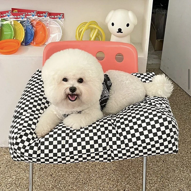 

Four Seasons Universal Cotton Plaid Kennel Pet Deep Sleep Mat Puppy Bichon French Bulldog Dog Bed For Small To Medium Dogs