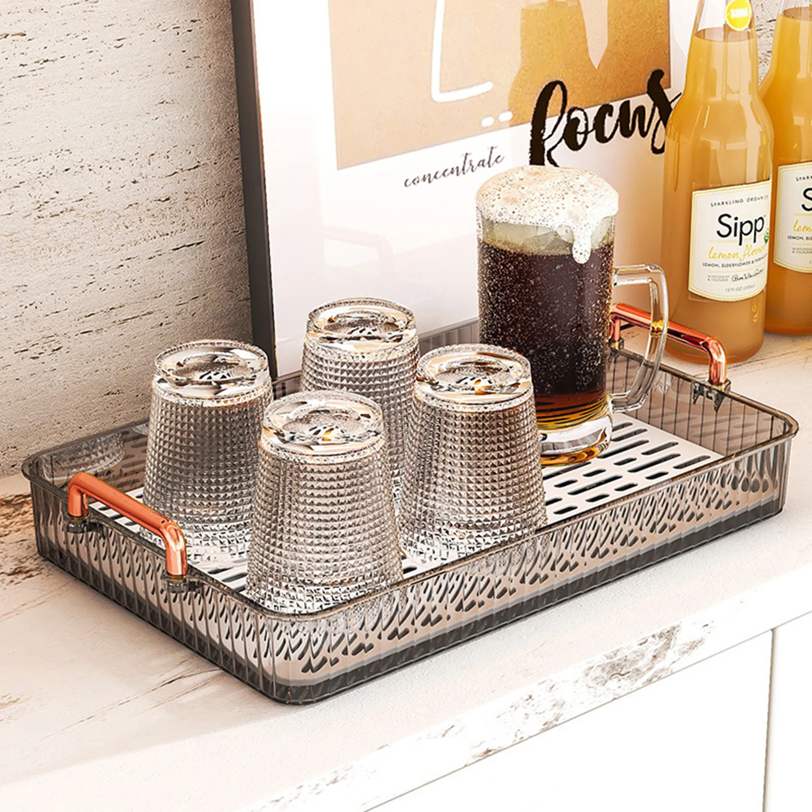 

Кухонный поднос для хранения, поднос из АБС-пластика с двумя искусственными десертами, тарелка для фруктов, тортов, чая, кухонный Органайзер, инструменты