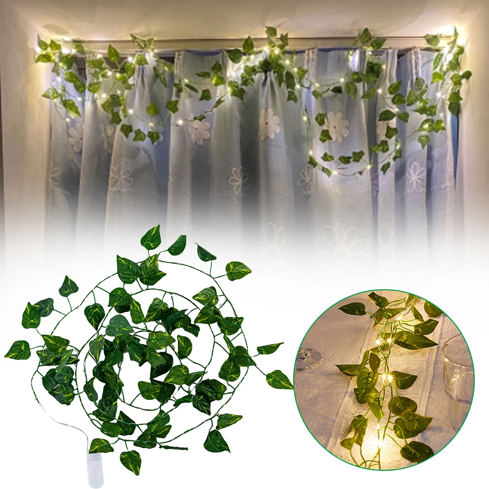 

2.2M 25LED Artificial Green Leaf String Light Fairy Rattan Lamp Chain For Home