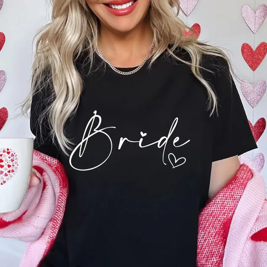 Women Cotton T Shirt Team Bride Bachelorette Party Shower Hen Bridesmaid Print T-Shirt 2025 Girls Wedding Female Tops