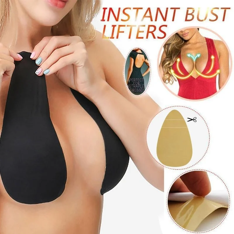 

Women Large Size Adhesive Bra Water Drop Shaped Invisible Breast Pads Silicone Lifting Nipple Cover Push Up Chest Sticker 1 Pair