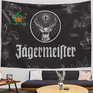 Jagermeister Deer Printed Tapestry Home Bar Wall Hanging Bar Style Wall Tapestry Flag Wall Art Decor 5 Sizes