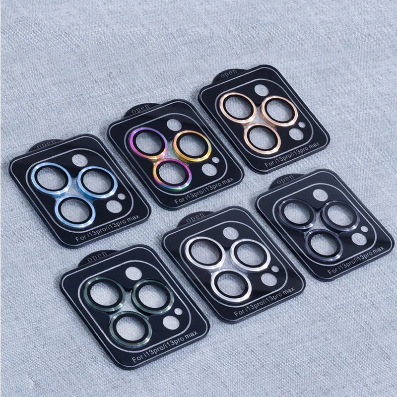 Clear Camera Lens Glass for iPhone 13 pro max 13mini Metal Lens Ring Camera Screen Protector for iPhone 14 plus 14 pro max Lens
