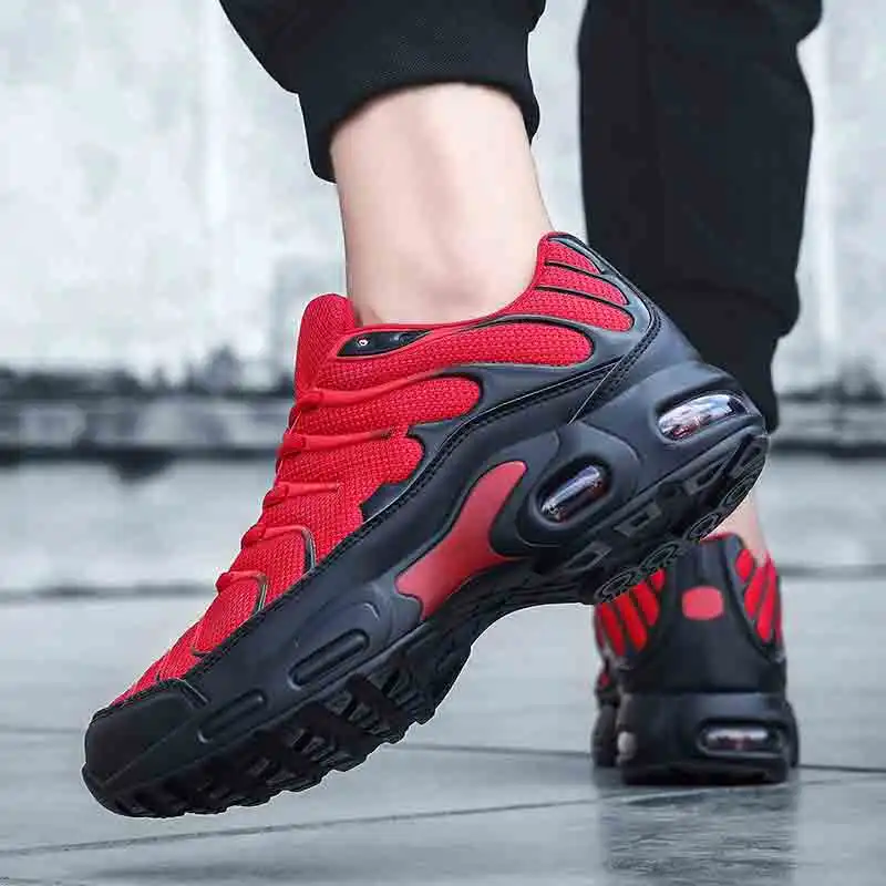 Men's Sports Shoes Fashion Air Cushion Running Shoes Breathable Casual Tennis Shoes Men's Red Size 47   running shoes