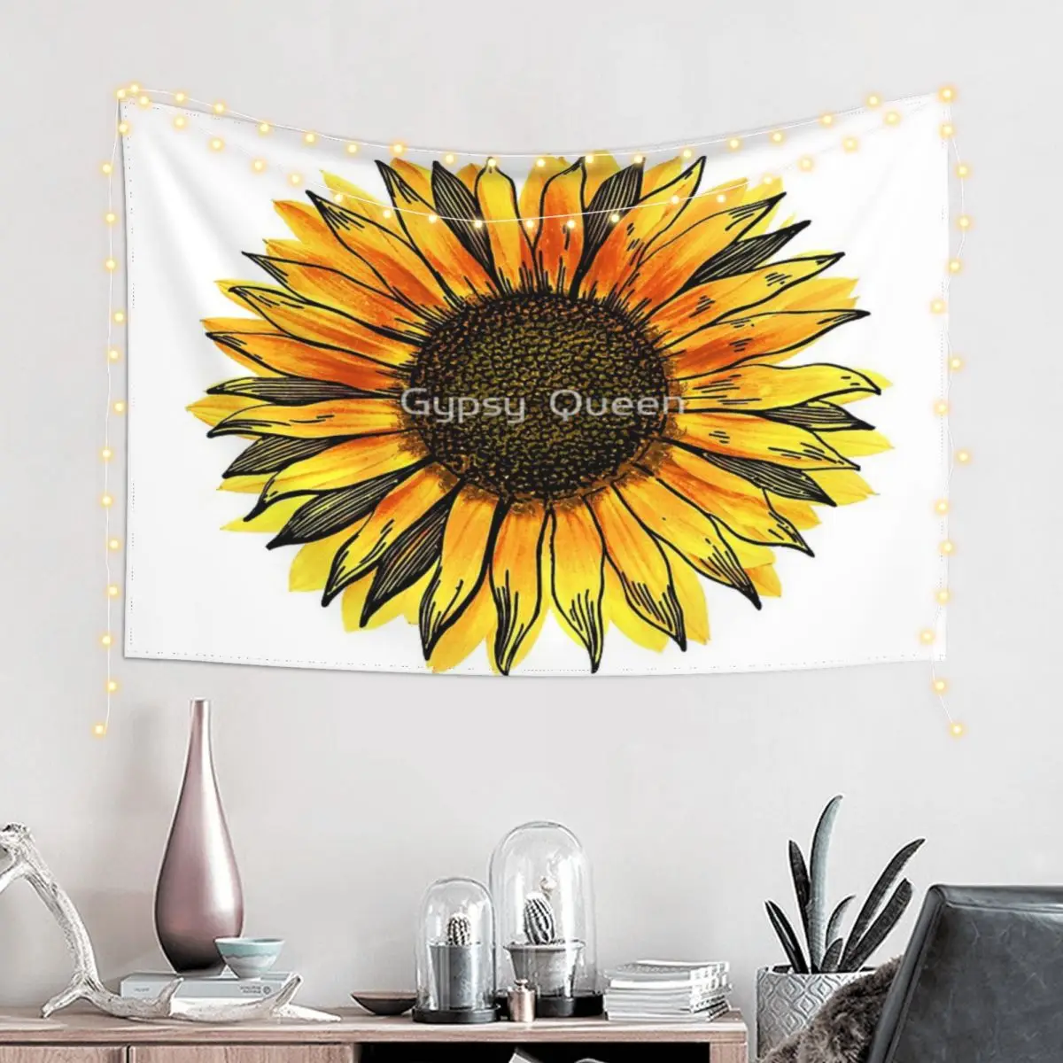 

Гобелен для украшения стен в виде подсолнуха с зажимами для зазубрин, декоративный идеальный подарок из полиэстера, идеальный подарок без запаха, настраиваемый