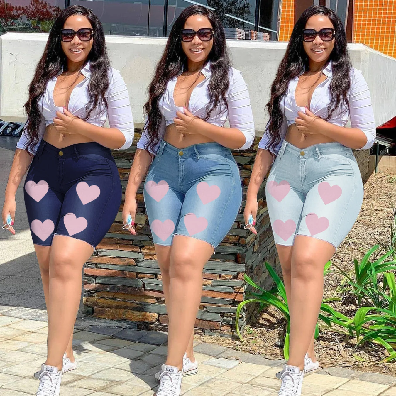 

PT8712 Women's Denim Pants 2022 Summer Fashion Casual Sexy High Waist Slim Denim Five Points