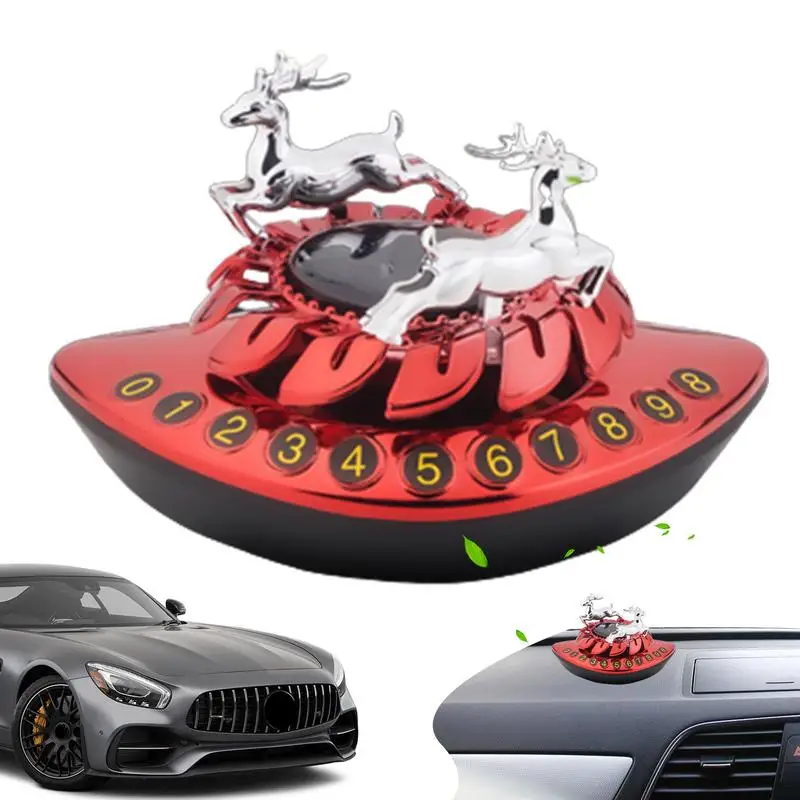 

Solar Car Air Freshener Aroma Diffuser with Parking Phone Number Plate Rotating Car Fragrance Parking Plate Car Accessories