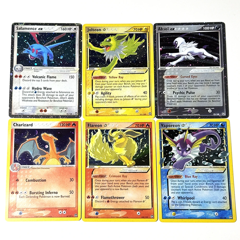 Фото Карты PKM Power Keepers (PK) для прокси-игр: редкие, популярные, хитовые товары, PTCG Flareon # 100 Джолтеонов # 101 Вапореон # 102 Абсол Саламенс/бывший Чаризард # 6 №2