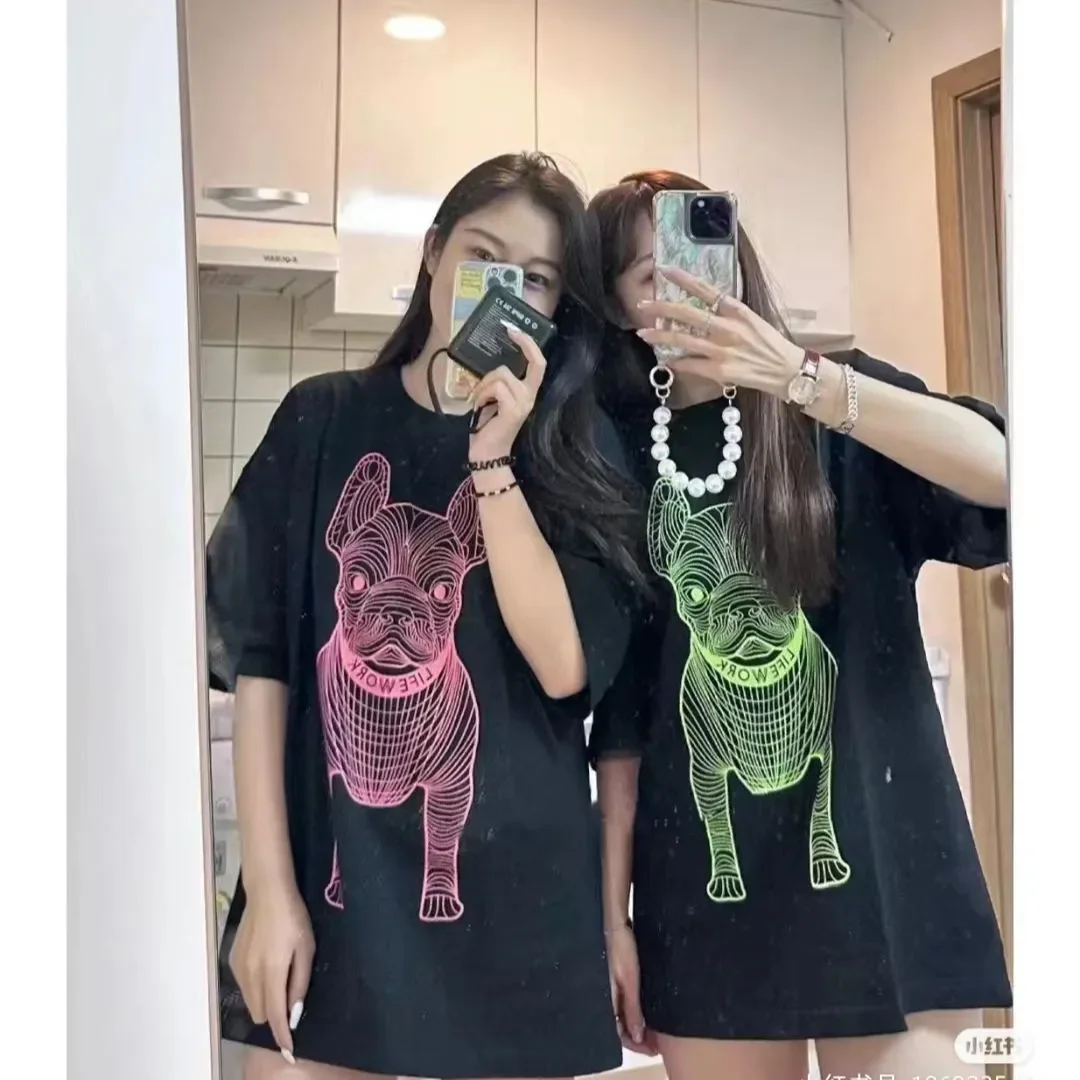 

Womens Korea Style Luxury Shirts Brand Cotton T-Shirt Fashion Harajuku Mens Oversized Tees Unisex Summer Graphic Streetwear Tops