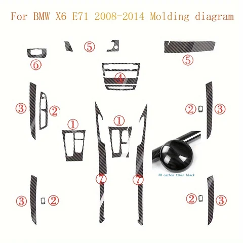 Автомобильный Стайлинг, углеродное волокно, салон автомобиля, центральная консоль, изменение цвета, литые наклейки, наклейки для BMW X6 E71 2008-2014
