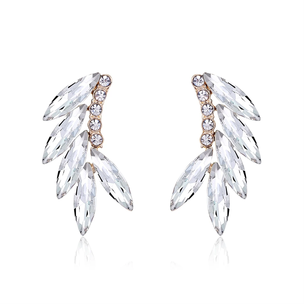 

Crystal Vintage Alloy Earrings Geometric Semicircular Arc Earrings for Women Style White