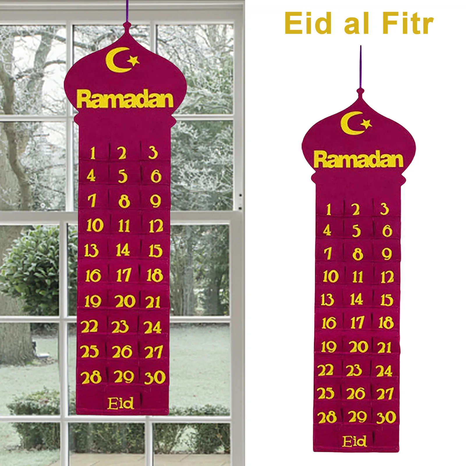 

Handmade Felt Ramadan Eid Hanging Countdown Calendars Gift Pockets Eid Mubarak Countdown Felt Calendar Home Decor Perfect Gift