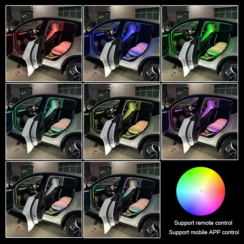 Фото Symphony RGB 64-цветное освещение двери автомобиля, 2/4 двери, акриловые светодиодные ленты, оконные фонари, светодиодный потолочный светильник, декоративная лампа, приложение №5