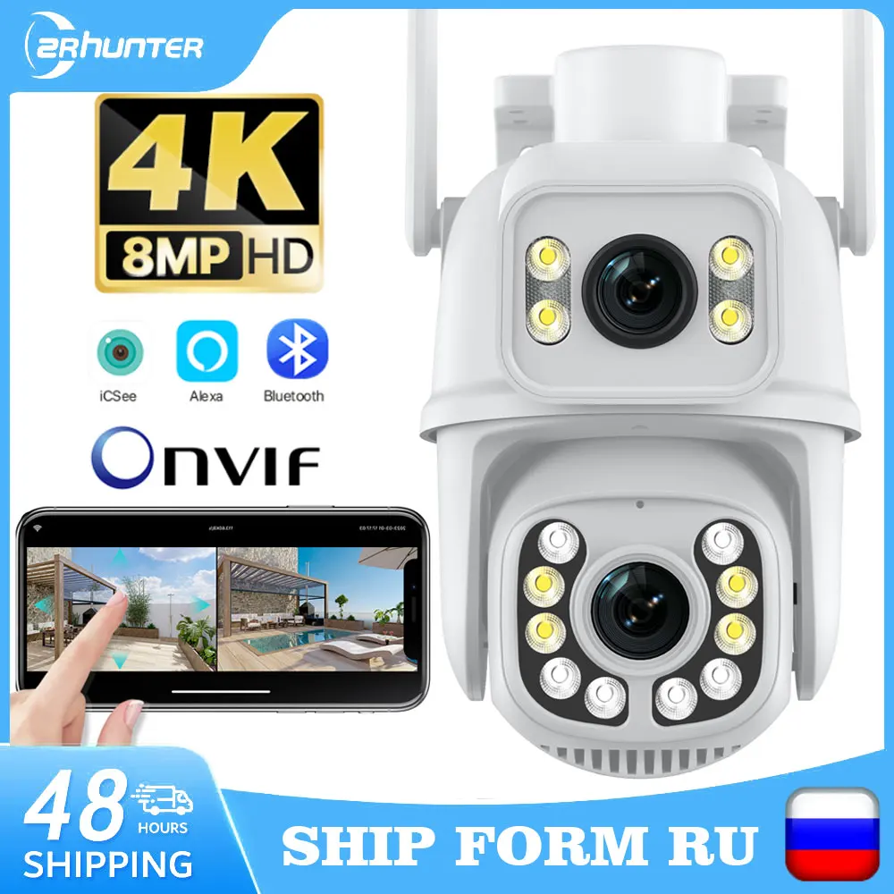 

IP-камера ZRHUNTER, 8 Мп, 4K, два экрана, Wi-Fi