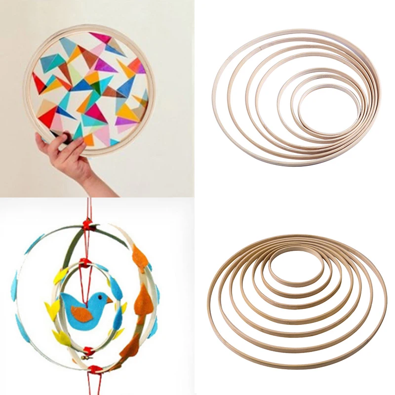 

Набор колец «сделай сам» в рамке с бамбуковой вышивкой, декоративный материал для изготовления орнамента, макраме, деревянные кольца для св...