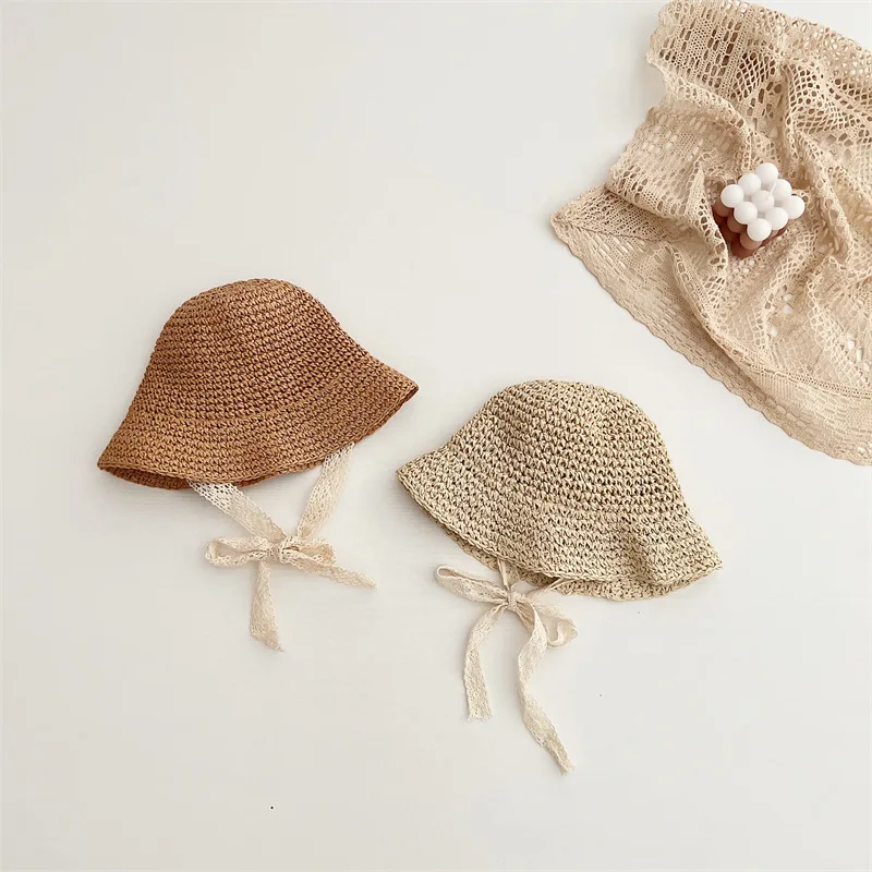 

Baby Hat New Summer Fashion Solid Color Lace Up Children's Straw Hat