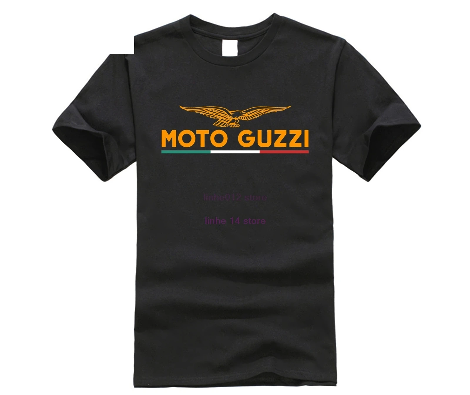 

100% Cotton, Worsted High Quality Men's T-shirt Eagle Logo Sticker Emblem Moto Guzzi Tricolor Sweat Wicking Large Size