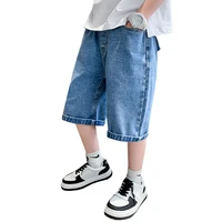 boys jean shorts 2022 summer solid color kids denim shorts korea knee length trousers for teen boys 5 6 7 8 9 11 13 14years old