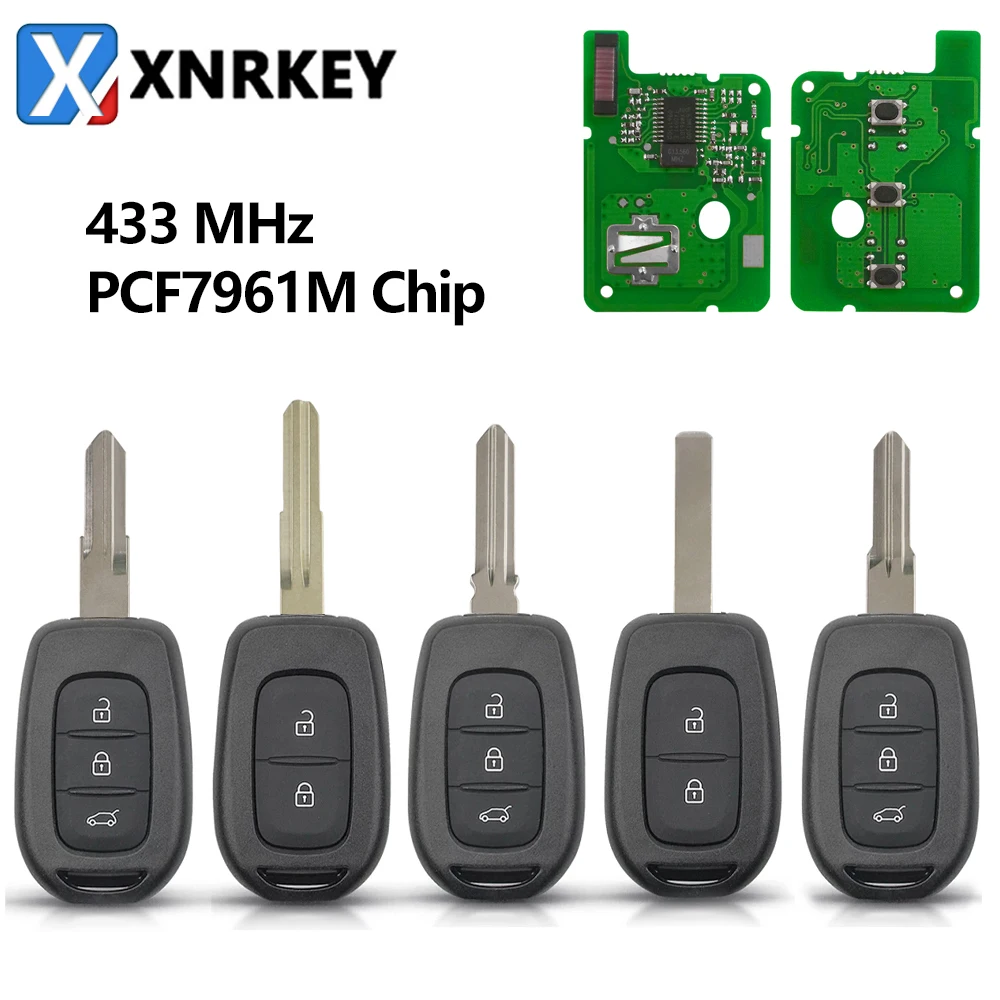 

XNRKEY 3 Button Remote Smart 2B Car Key 433mhz Car Key For Renault Sandero Dacia Logan Lodgy Dokker Duster Trafic Clio4 Master3