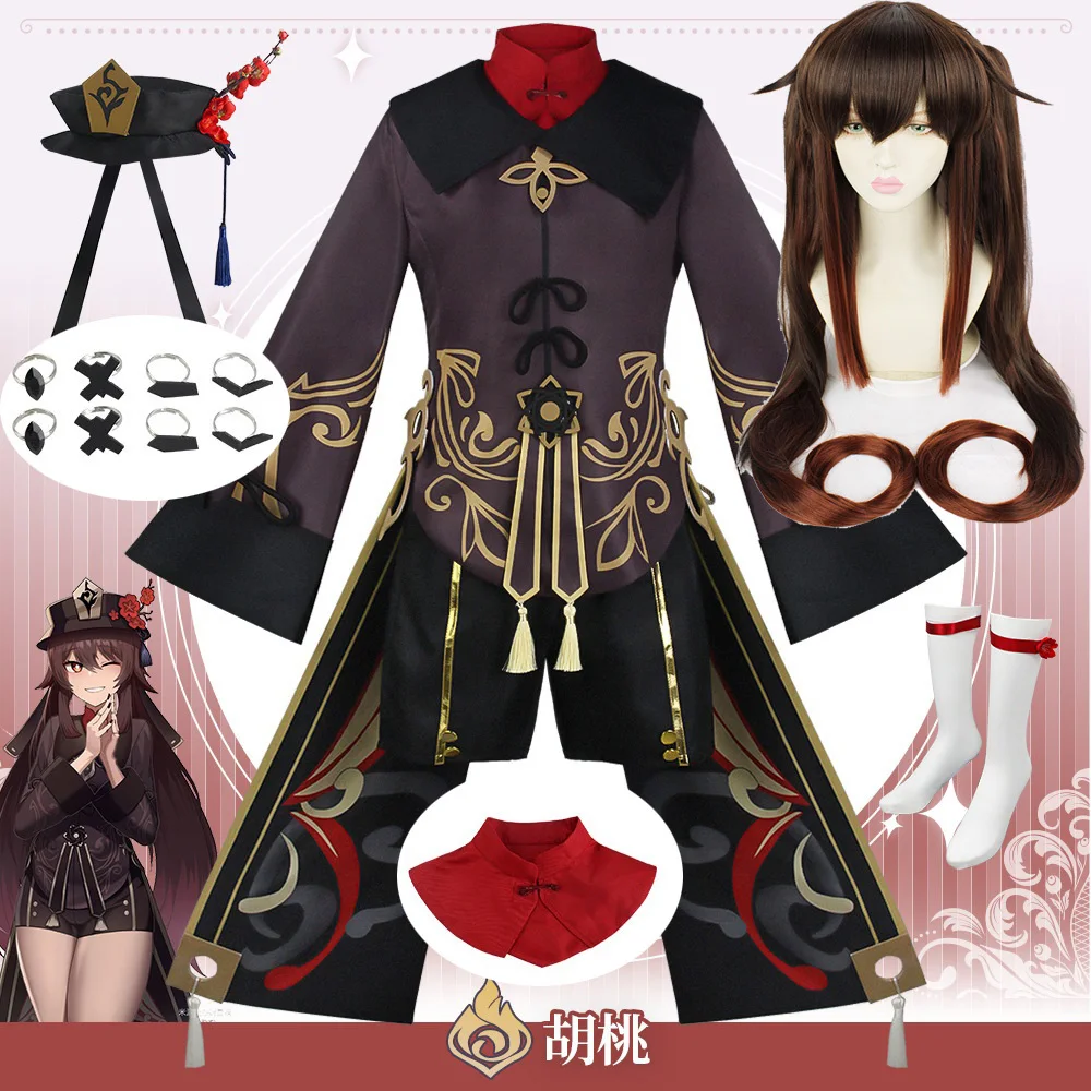 

Genshin Impact Hutao Cosplay Costume Hu Tao Chinese Style Uniform Cosplay Anime Game Halloween Costumes For Women adult Wig
