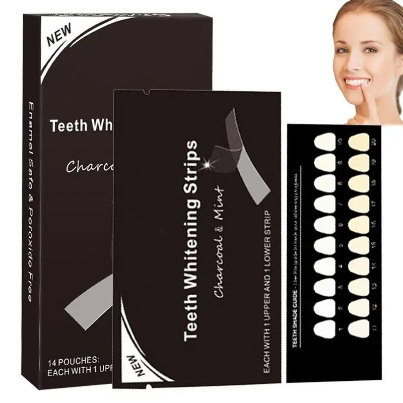 

Bamboo Charcoal Teeth Whitening Strips | 14 Pairs Oral Dentist Teeth Care Whitening Strips Toothpaste Dental Tools