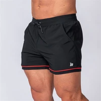 black casual quick dry shorts men gym fitness bodybuilding skinny bermuda summer crossfit sport short pants male running bottoms