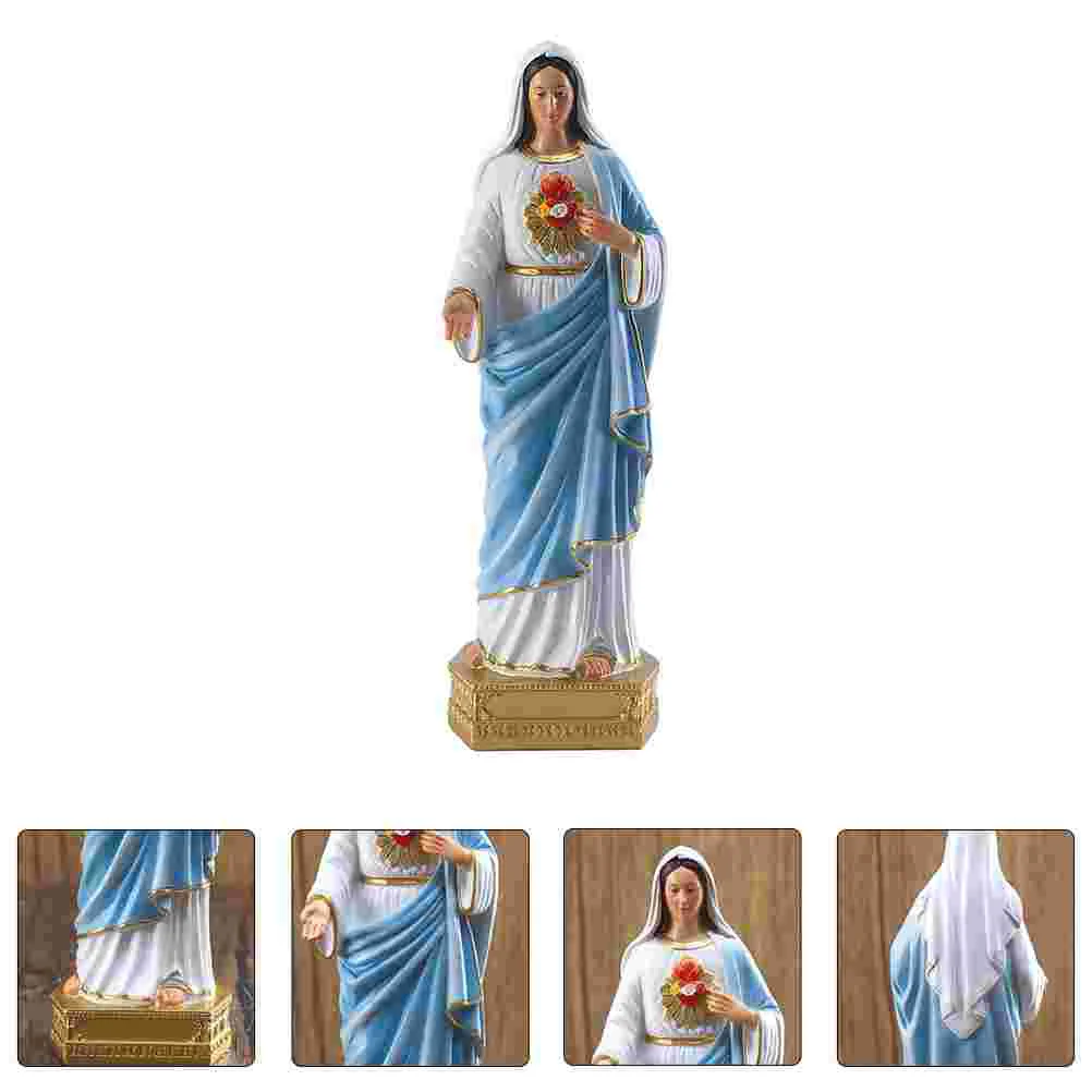 

Mary Figurine Religious Statue: Our Lady of Guadalupe Tabletop Ornament for Home Office Church Decor Blue