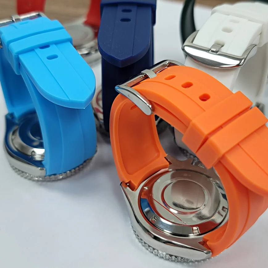 Watch Accessories 41.5MM Watch Case Steel Case Pin Buckle Red Tape Ring Mouth Black and White Inner Shadow Fits NH35/36/Movement