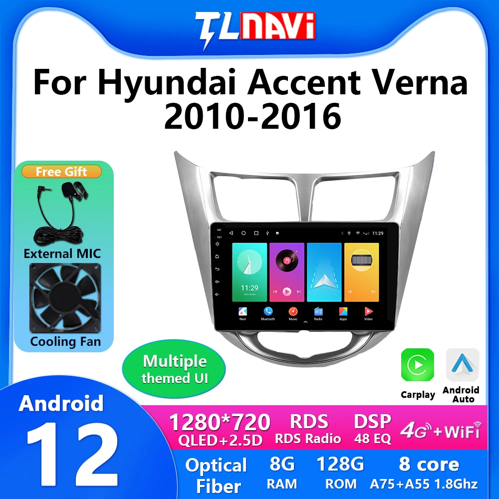 

Автомобильный Dvd-видеоплеер для Hyundai Verna Accent 2010-2016, 1 ГБ/2 ГБ/4 ГБ/6 ГБ/8 ГБ ОЗУ, 9 дюймов, Android 12, радио, GPS-навигация