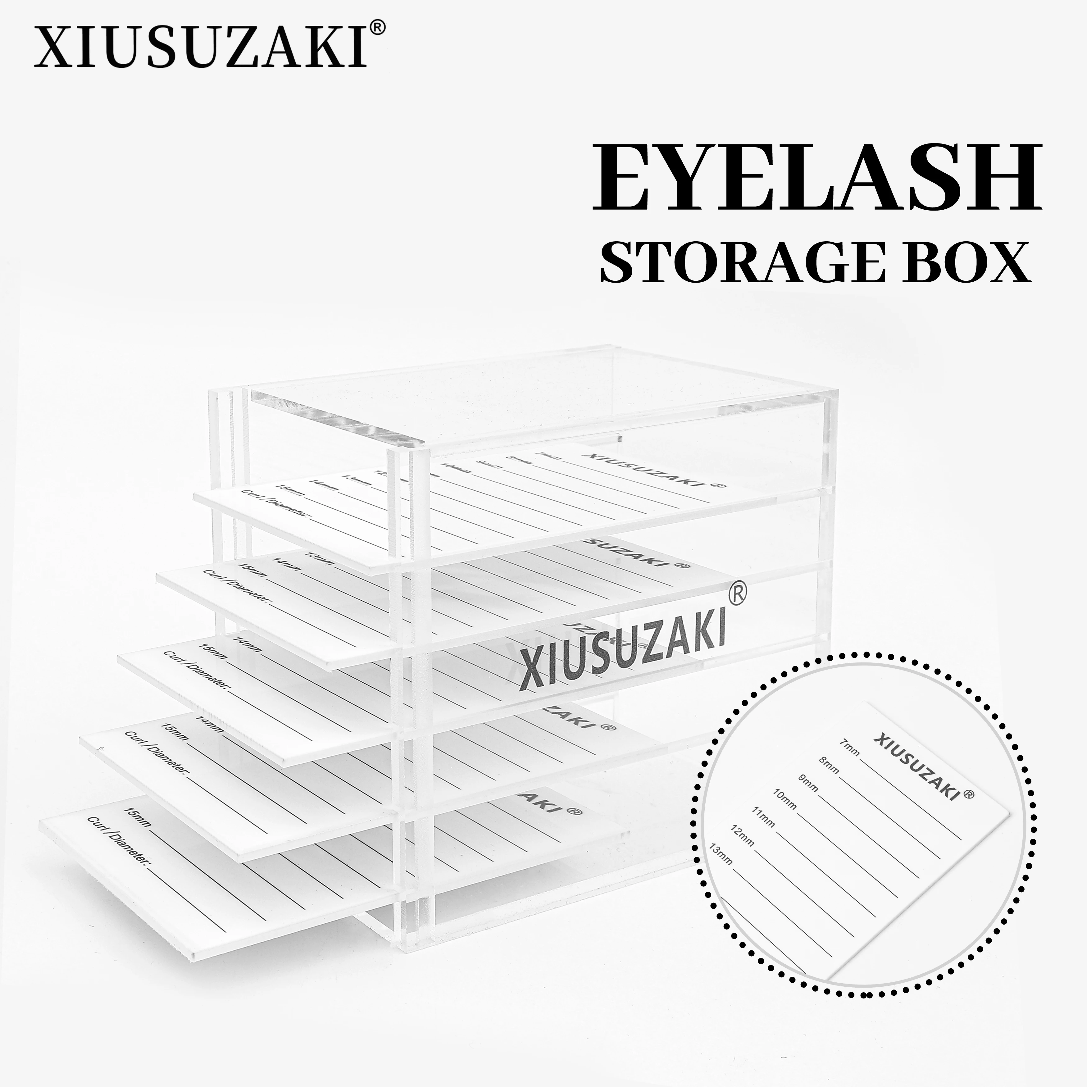 

XIUSUZAKI False Eyelashes Storage Box 5 Layers Acrylic Pallet Lash Holder Display Stand Tools