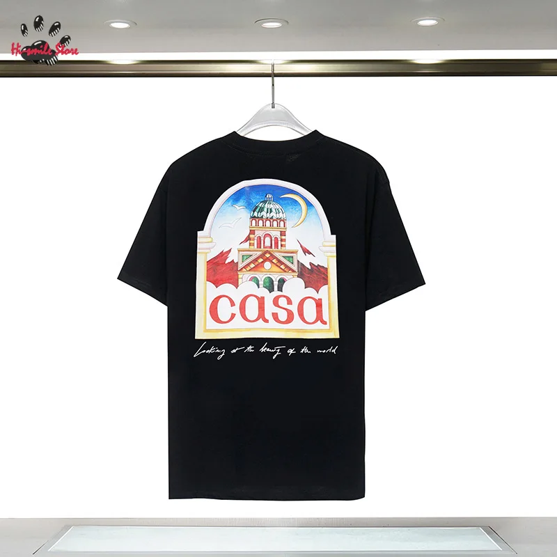 

Tennis Club Brand Casablanca Men Women Top Casual Short Sleeve T Shirt High Quality Pure Cotton Fashion Printing T-Shirts Top