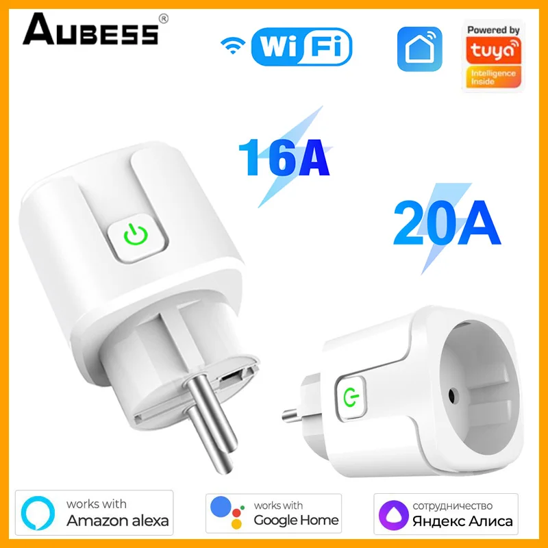 

Aubess Smart Socket EU 16A/20A AC100-240V Wifi Smart Plug Power Outlet Alexa Google Home Voice Control For Tuya Smart Life APP