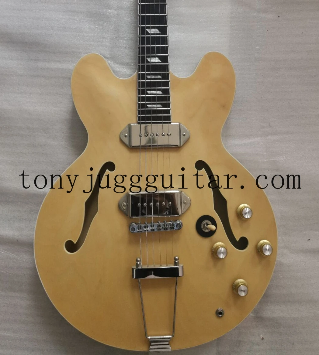 

JohnLennon Revolution Casino Natural ES Semi Hollow Body Electric Guitar Double F Hole,Metal P90 Pickups,Metal Trapeze Tailpiece