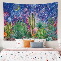 abstract aesthetic tapestry moon cactus hippie wall hanging psychedelic mandala living room decor table cover yoga bed sheet met