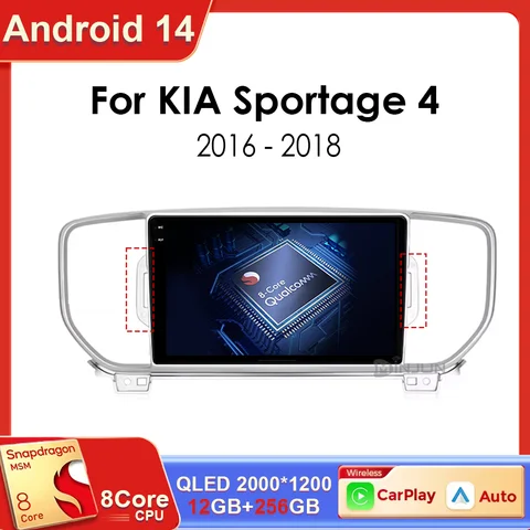 Android 14 беспроводной Carplay 4G + WIFI для Kia Sportage 4 QL 2016 2017 2018 Qualcomm автомобильный радиоприемник мультимедийный видеоплеер навигация