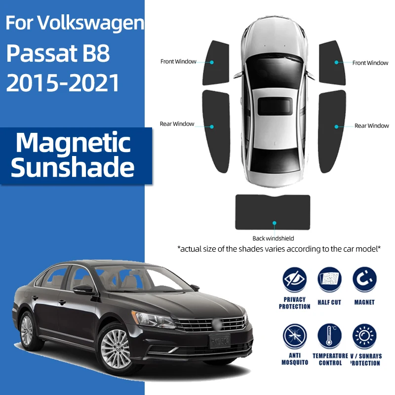 

For Volkswagen VW PASSAT B8 2015-2021 Front Rear Windshield Car Sunshade Side Window Blind Sun Shade Magnetic Visor Mesh Curtain