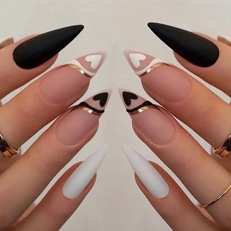 

JP1796 Stiletto Nails Set Press on Medium Length with Sweetie Designs