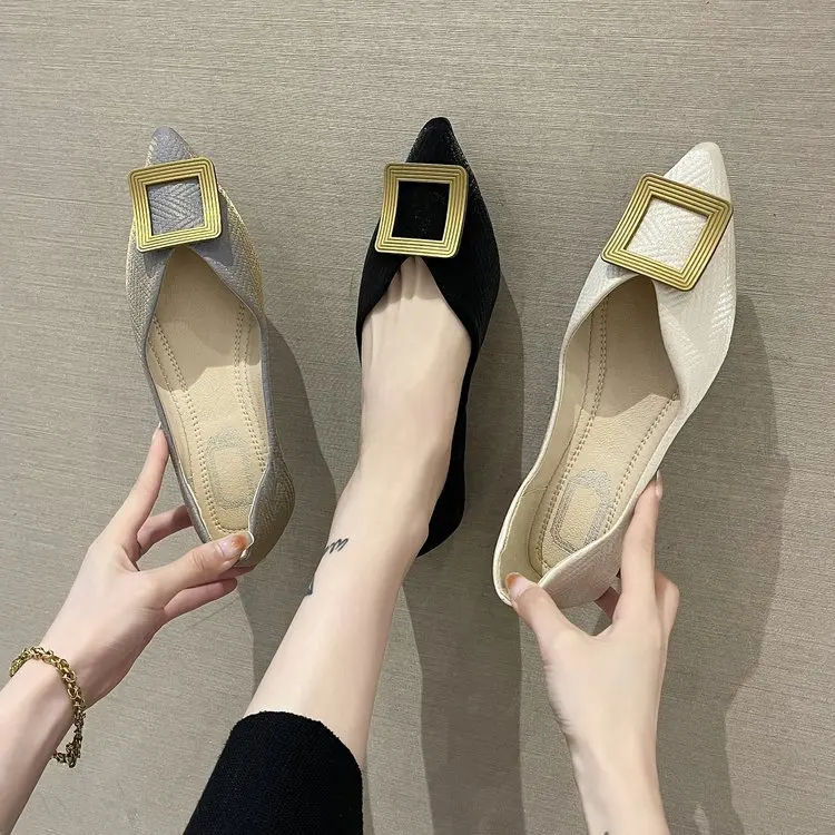 

Low Heels Shoes Woman Flats Shallow Mouth Dress Silk Basic Rubber PU Shoes Woman Flats Low Heels Shallow Mouth Dress Rubber Silk