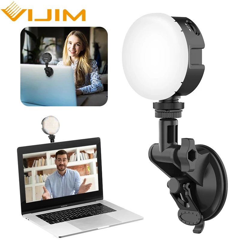 

VIJIM VL69 Online Meeting Conference Light Kit 2500-6500K 800 Lux 270° Adjustable LED Video Light with Suction Cup Soft Diffuser