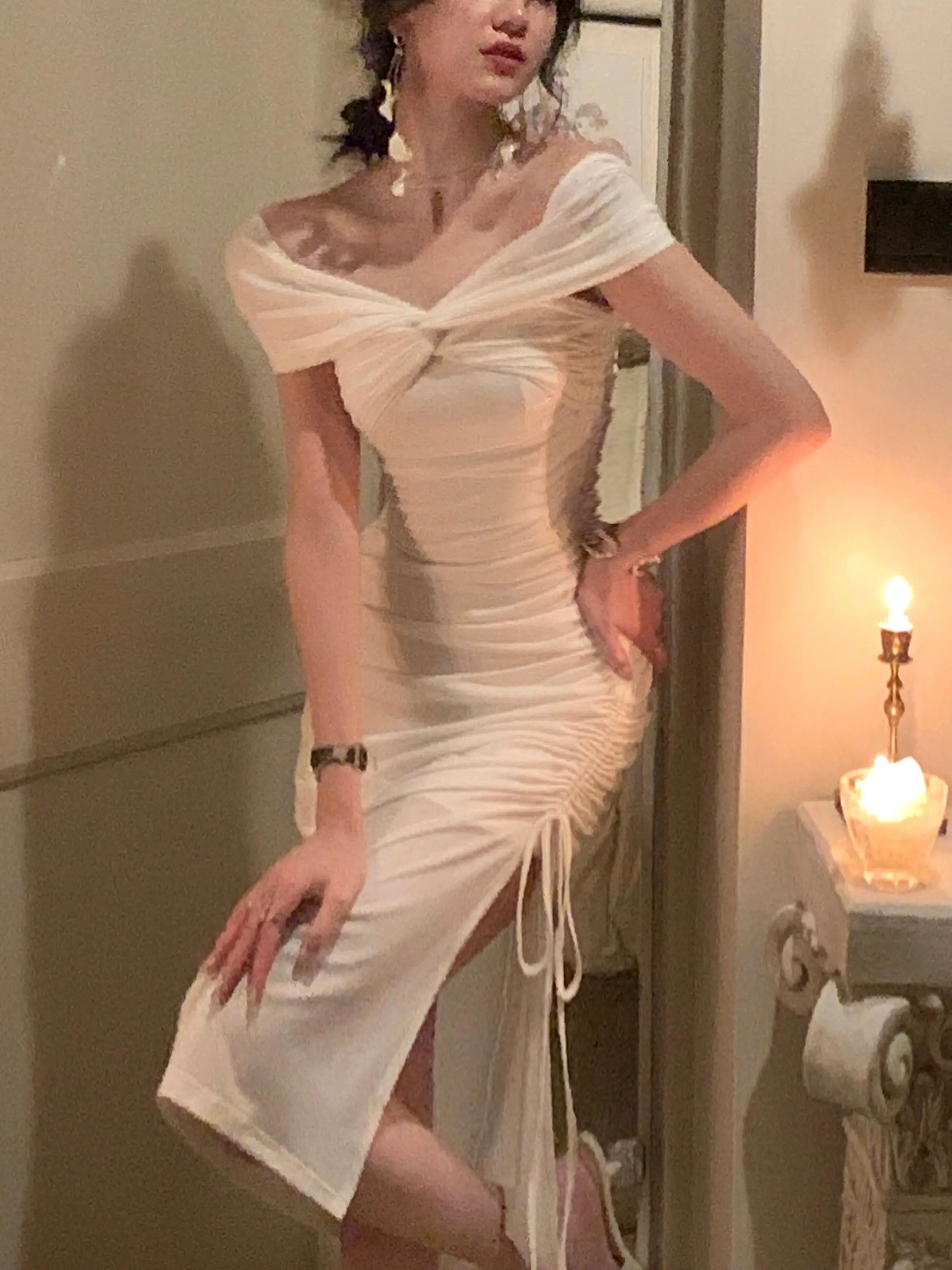 Летнее элегантное платье с открытыми плечами миди для женщин пикантные Выходные