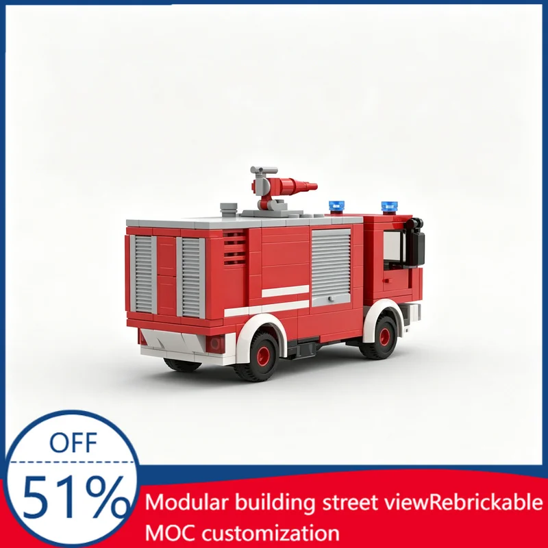 Фото Набор из 239 деталей MOC: Модульная модель пожарной машины Iveco EuroFire F-104, развивающий конструктор для детей, подарок на день рождения №1