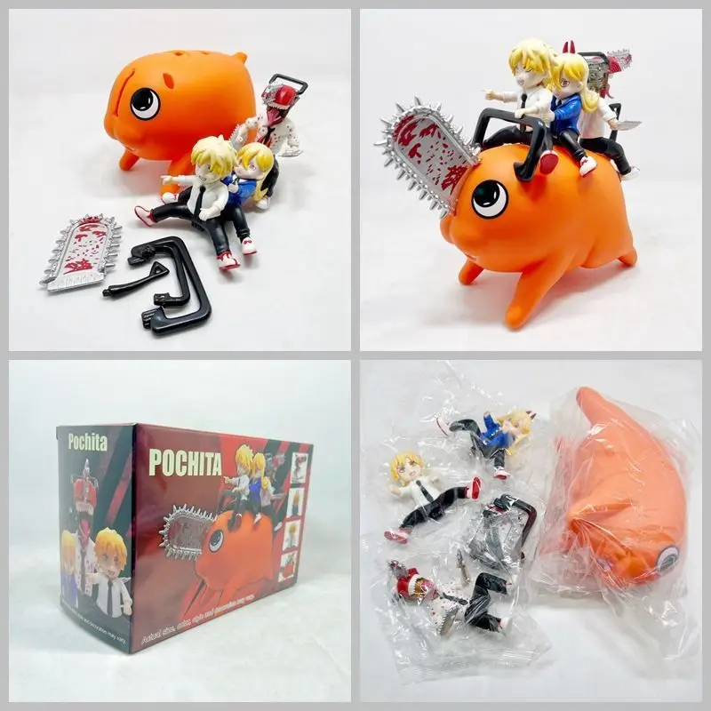 

16cm Anime Figures Cute Action Figurine Chainsaw Man Pochita Figure PVC Statue Chainsawman Denji Power Model Decoration Toy Gift