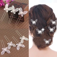 women butterflies u shaped pin barrette clip hairpins rhinestone bridal tiara hair accessories wedding hairstyle design tools