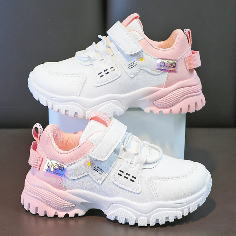 2022 Fashion Sneakers for Girls Designer Leather Platform Sneakers for Kids Casual Sports Children Tennis Shoes Girls 4-10 Years