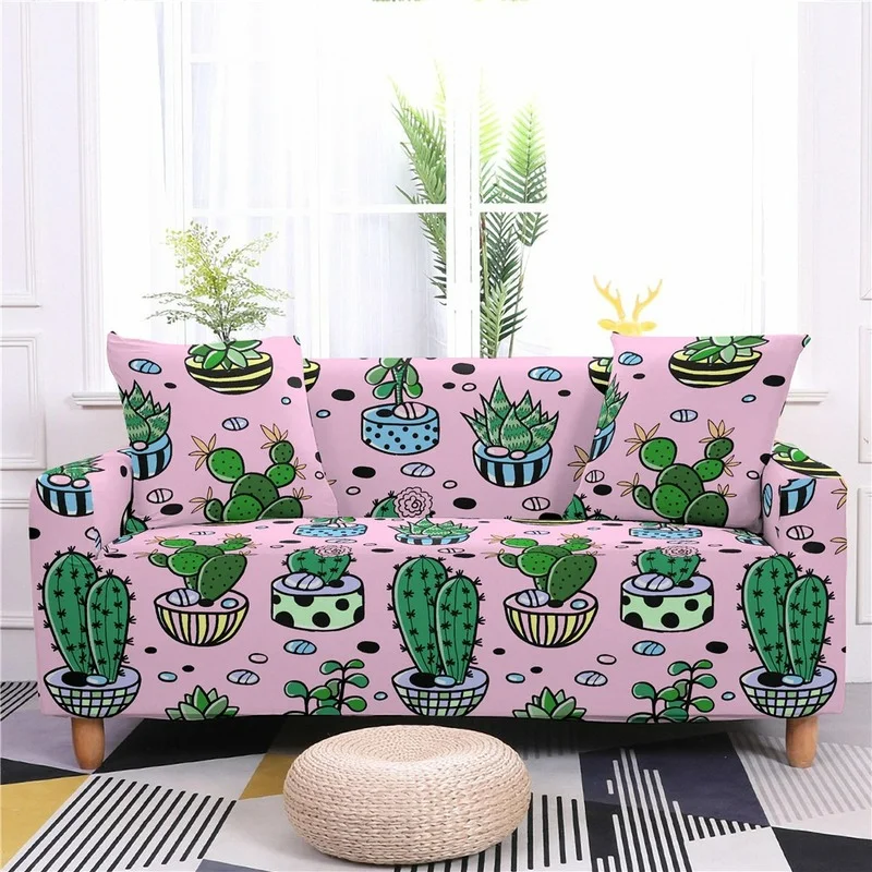 

Hot Sale Cactus Print Stretch Sofa Cover All Inclusive Anti-dirty Stretch Sofa Chaise Cover Lounge Home Decor Housses De Canapé